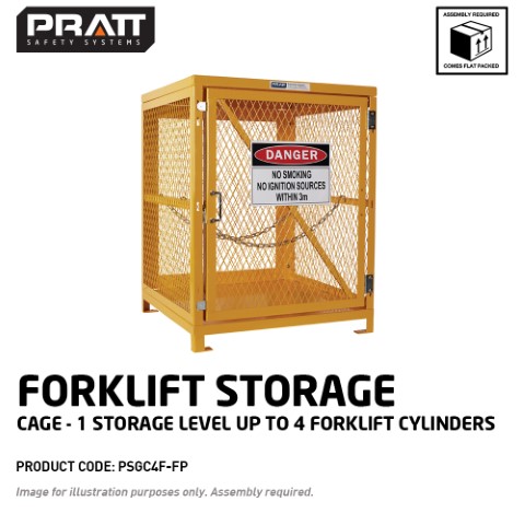 PRATT FORKLIFT CAGE 1 STORAGE LEVEL UP TO 4 FORKLIFT CYLINDERS